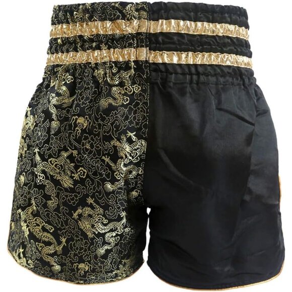 NAMAZU Dragon Muay Thai MMA Boxing Kickboxing Shorts in Black & Gold, Size Large - Picture 3 of 11